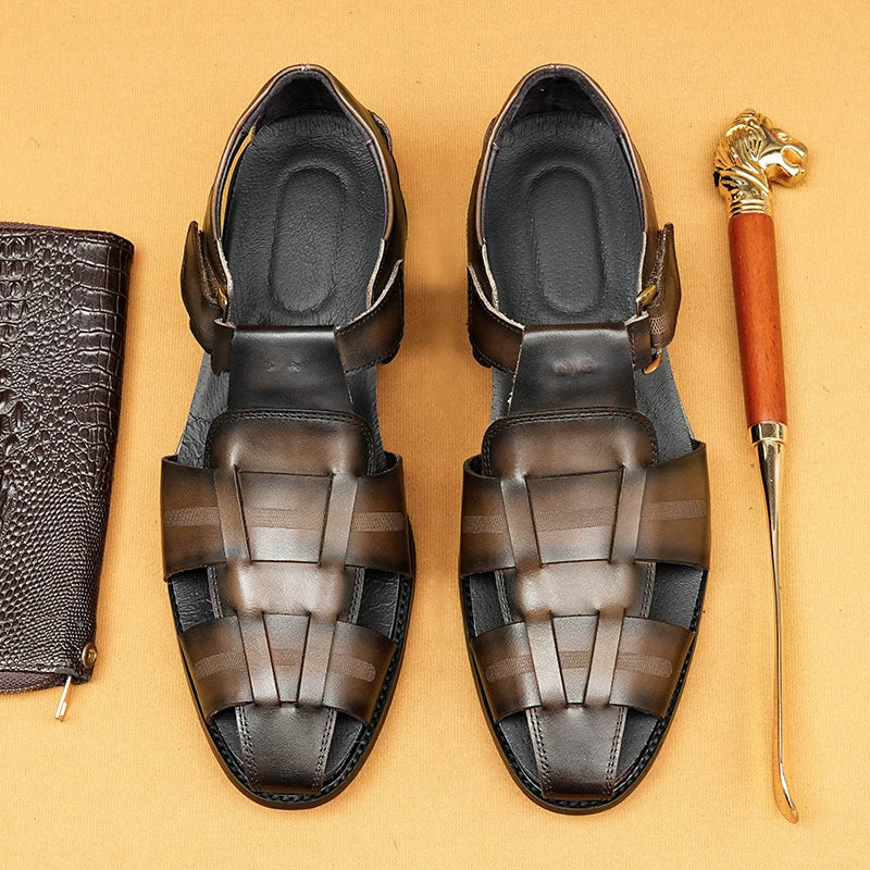 Men's Genuine Leather Sandals, Breathable
