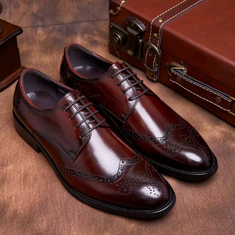 Men's Genuine Leather Derby Shoes, Handmade, British Style