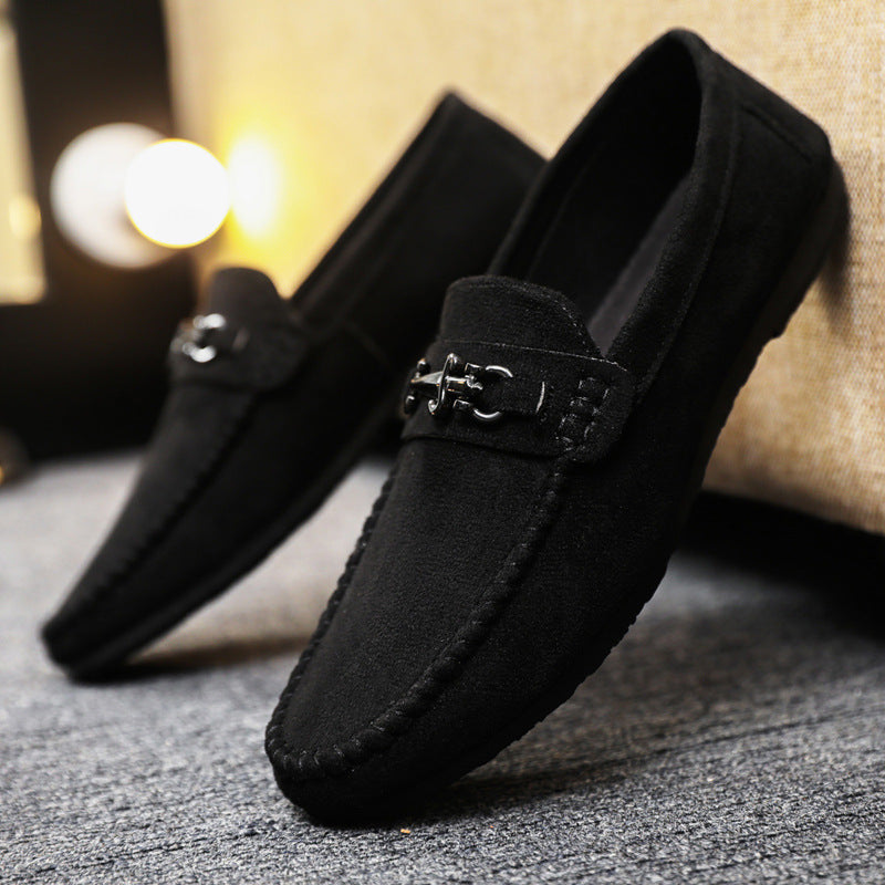 Waterproof casual sports men's one-foot loafer Doudou small leather shoes lazy fashion youth formal men's shoes handmade