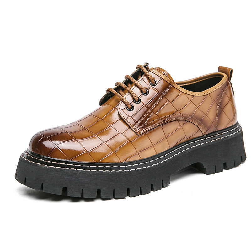 2026 spring/autumn cross-border plus size men's low-cut leather shoes, new men's thick-soled height-