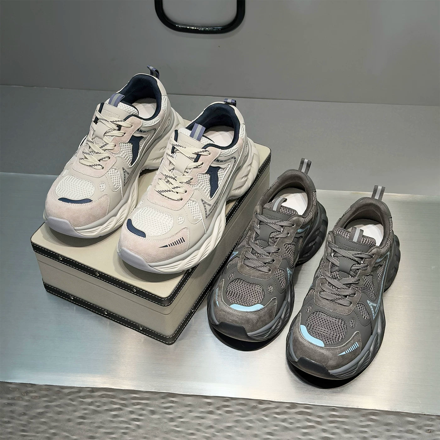 Men's Platform Breathable Mesh Low-Top Chunky Dad Sneakers 2026 Summer New