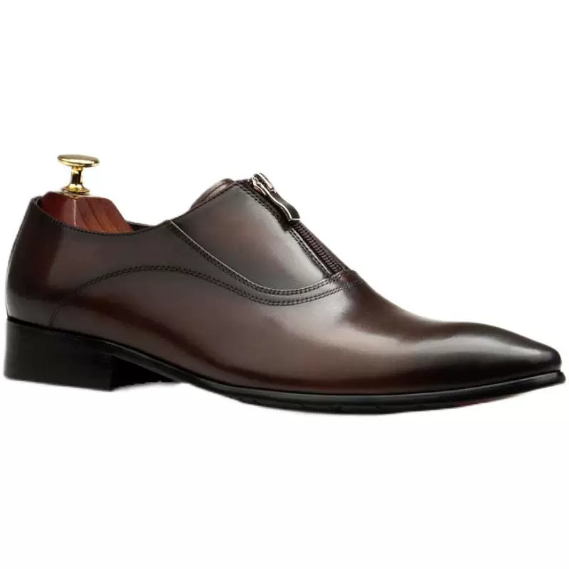 Men's Genuine Leather Wedding Shoes, Pointed Toe, British Style