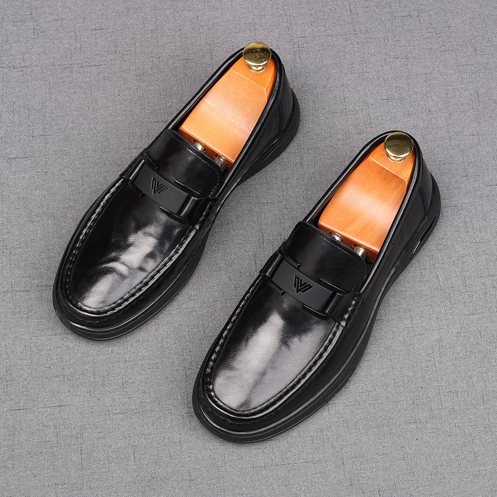 Men's Genuine Leather Loafers, Handmade, Slip-On