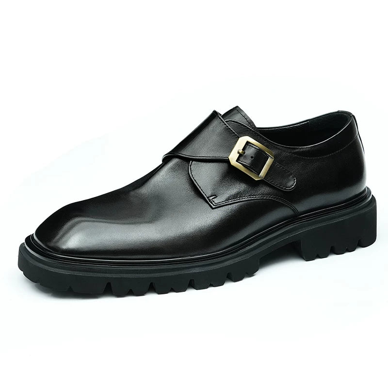 Men's Genuine Leather Leather Shoes, Height Increasing, Thick Sole