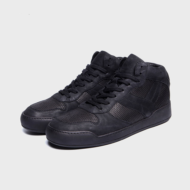 European station guangzhou handmade high-top men's shoes trendy new men's genuine leather high-top skate shoes knife-cut casual shoes warm