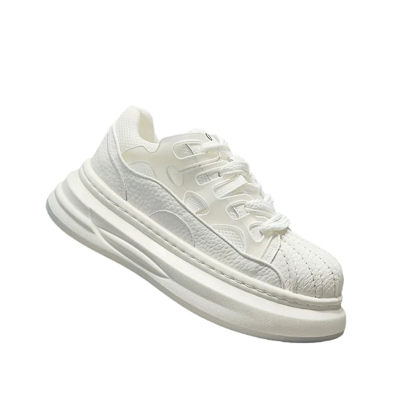 Men's Height-Increasing Platform Breathable Low-Top Shell-Toe Puffy Sneakers Summer