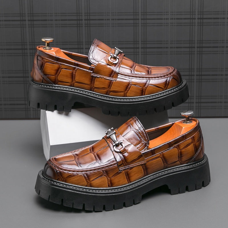 Cross-border spring thick sole foot heightening leather shoes fashion formal business casual shoes