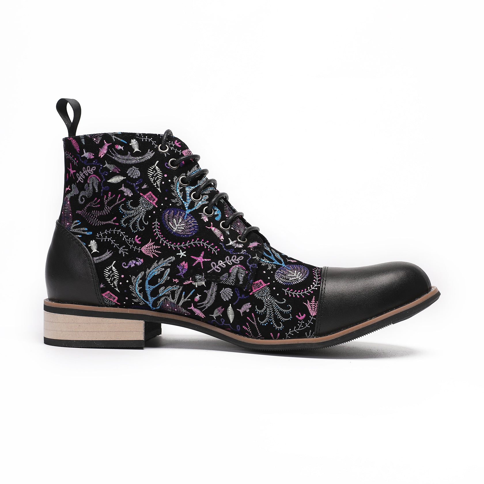 Winter Han elements high-top snow leather boots warm velvet cotton shoes men's hip-hop Chinese style Tang clothing ethnic retro style