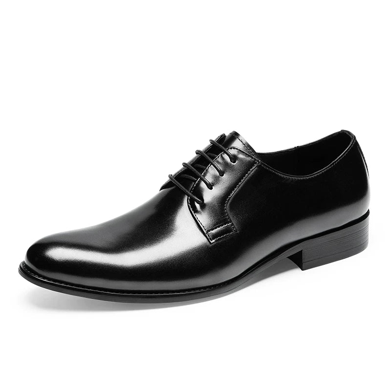 Men's Genuine Leather Derby Shoes, Handmade, Pointed Toe
