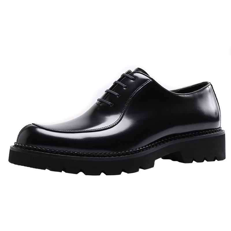 Men's Genuine Leather Oxford Shoes, Height Increasing, Thick Sole