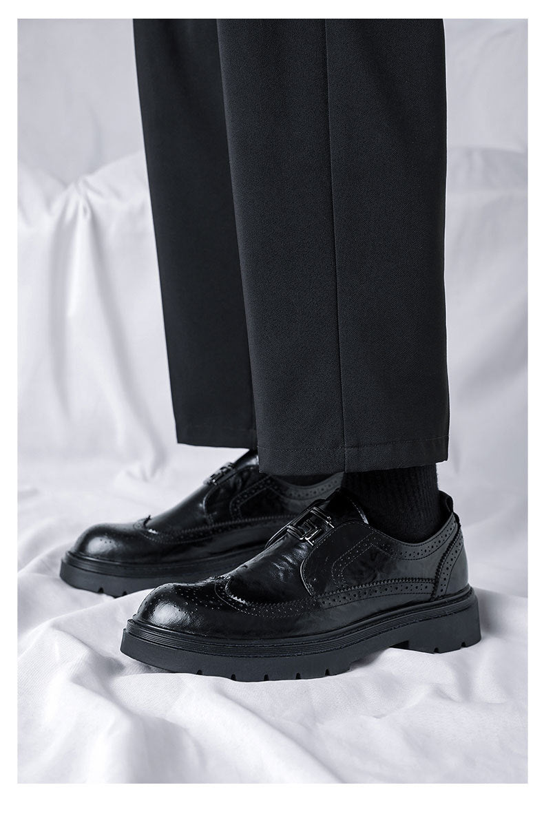 Matching suit wedding shoes men's brogue slip-on leather shoes 2026new arrival black easiest for mat 11