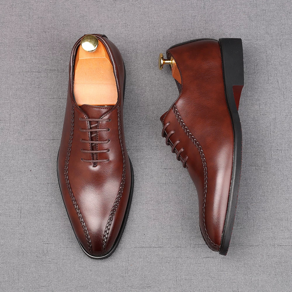 Men's Brown Derby Shoes, Height Increasing, Handmade