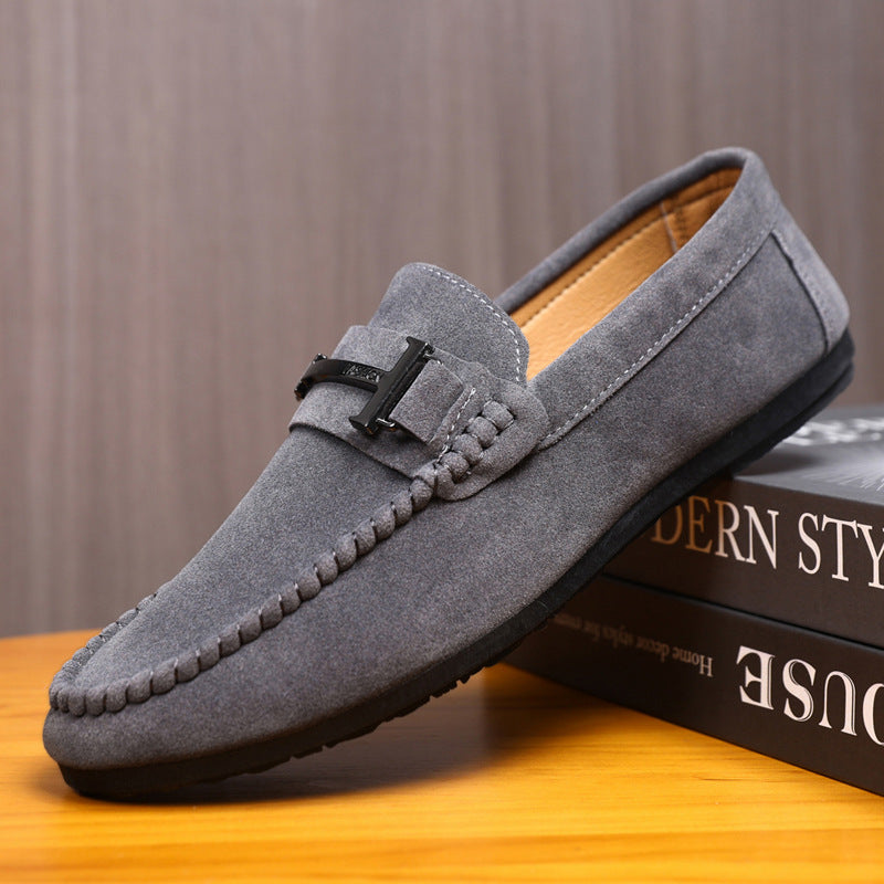 Loafers flats low ankle round toe loafers men 2024 plaid handmade leather shoes soft bottom casual s 4