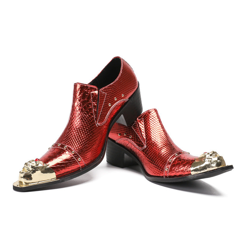 2024 new heightening leather shoes men's formal wear business cowhide high heels wedding groom shoes casual men's shoes large size shoes