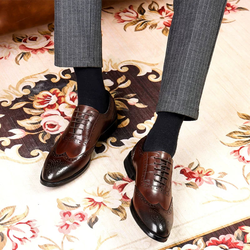 Men's Genuine Leather Oxford Shoes, Handmade, British Style
