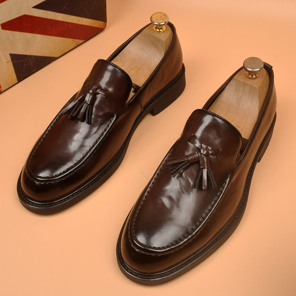 Fashioneasiest for match business men's shoes tassel formal dress hidden heelcasual leather shoes we 6