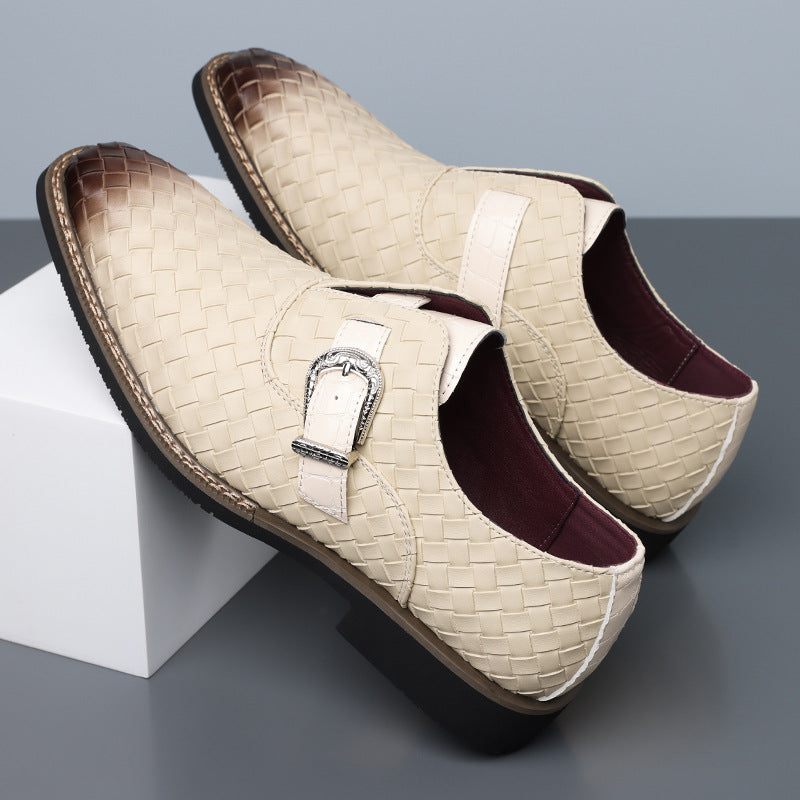 Amazon's best-selling cross-border plus sizemen leather shoes pointed toe business casual slip-on