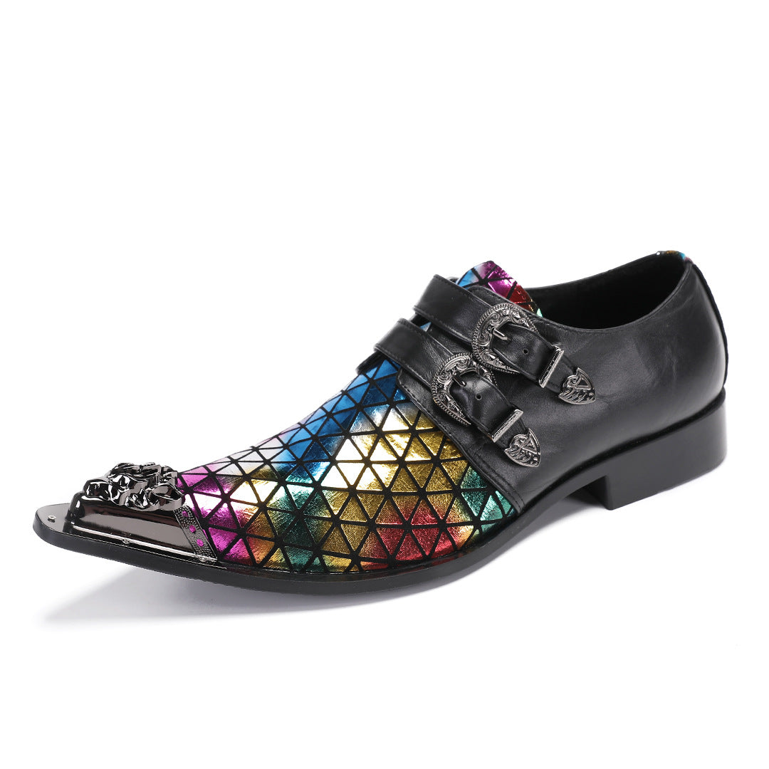 British Brock engraved men's shoes platform height wedding leather men's models bright business dress casual leather shoes men