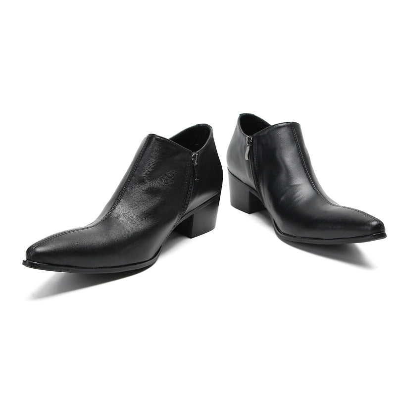 Leather shoes men's cowhide black business dress summer breathable British casual foreign trade tide wedding groom suit shoes