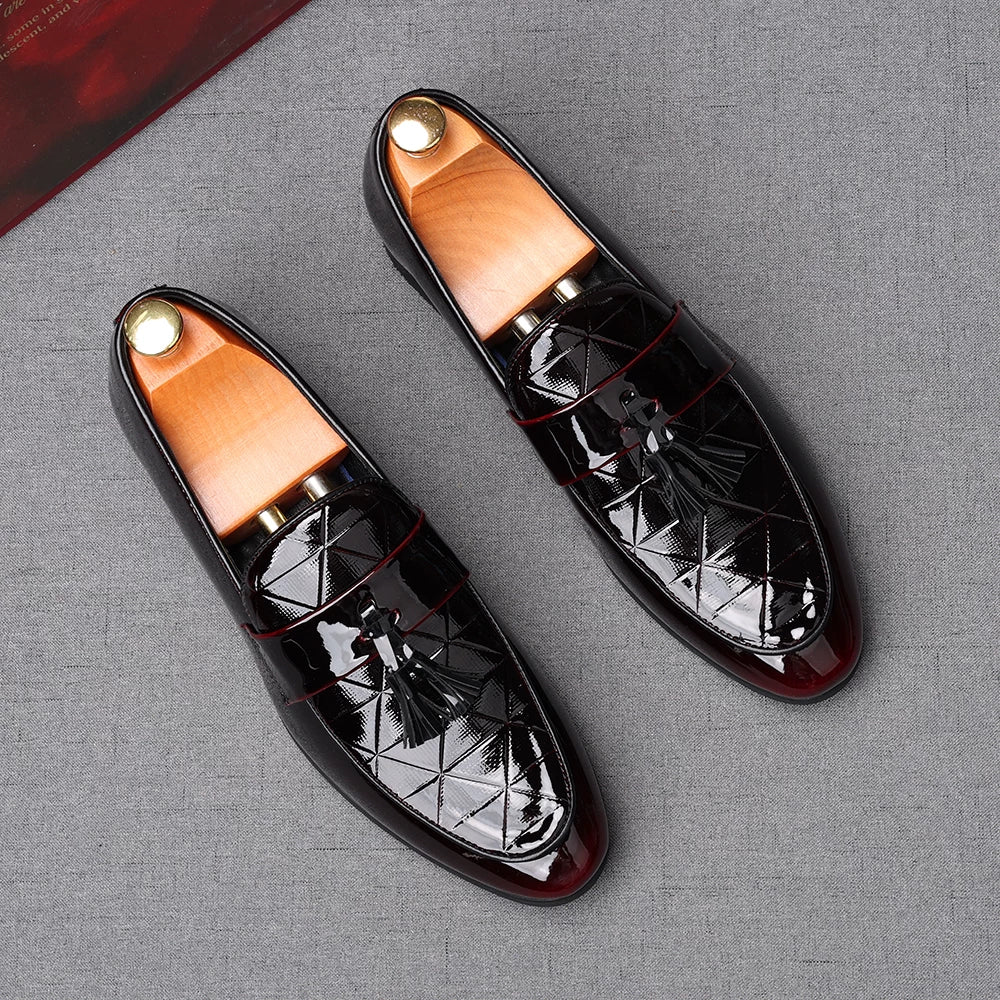 Men's Patent Leather Loafers, Height Increasing, Pointed Toe