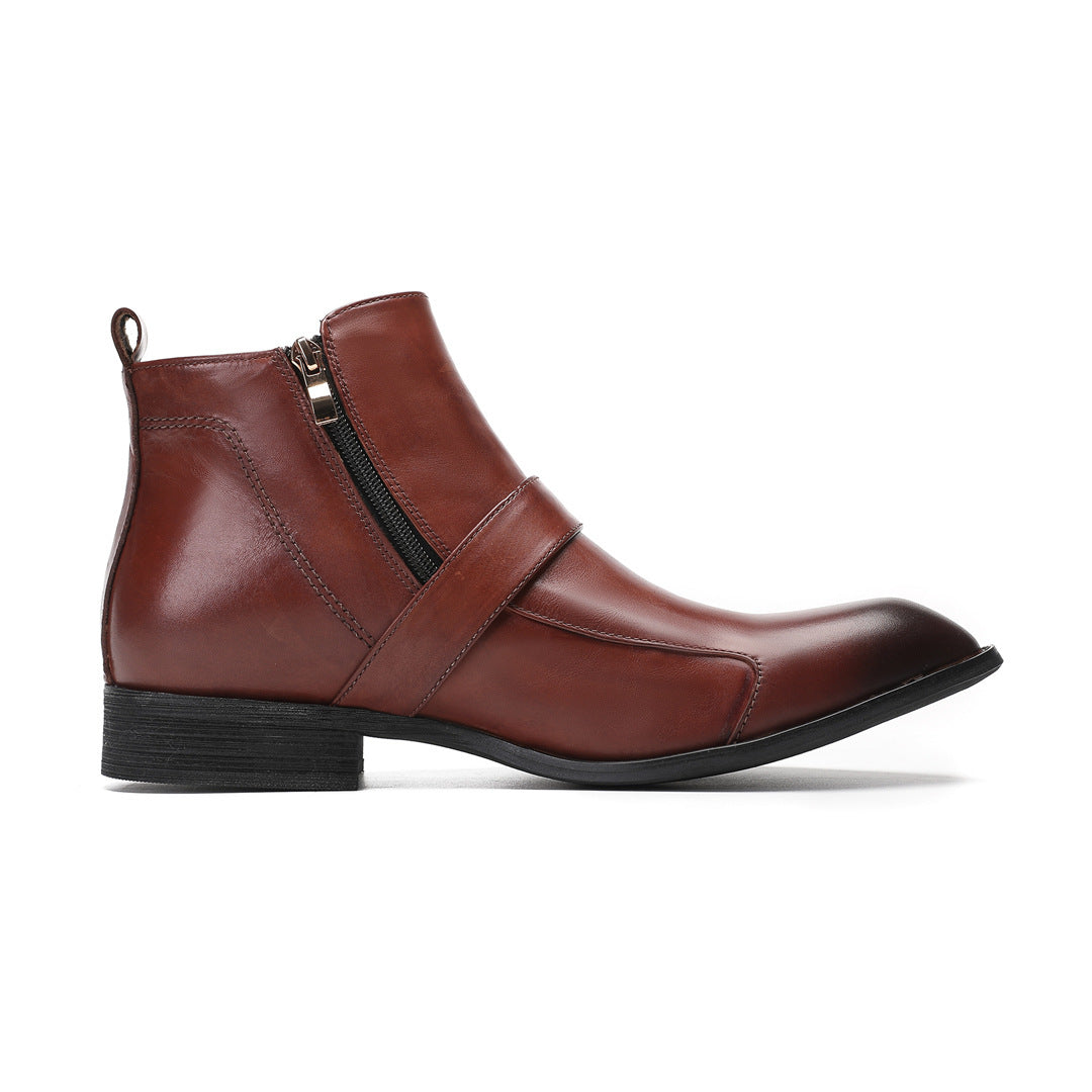 Men's Genuine Leather Chelsea Boots – Pointed Toe, British Style