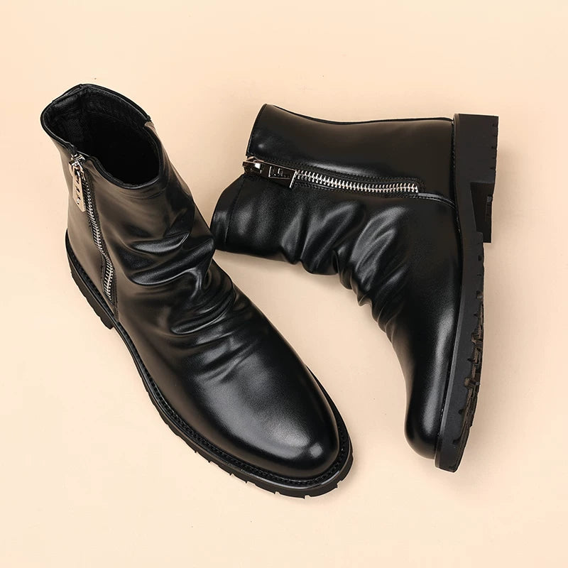 Men's Martin Boots, Height Increasing, Pointed Toe