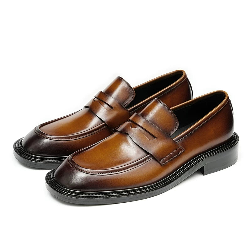 Men's Genuine Leather Loafers, Breathable, Slip-On