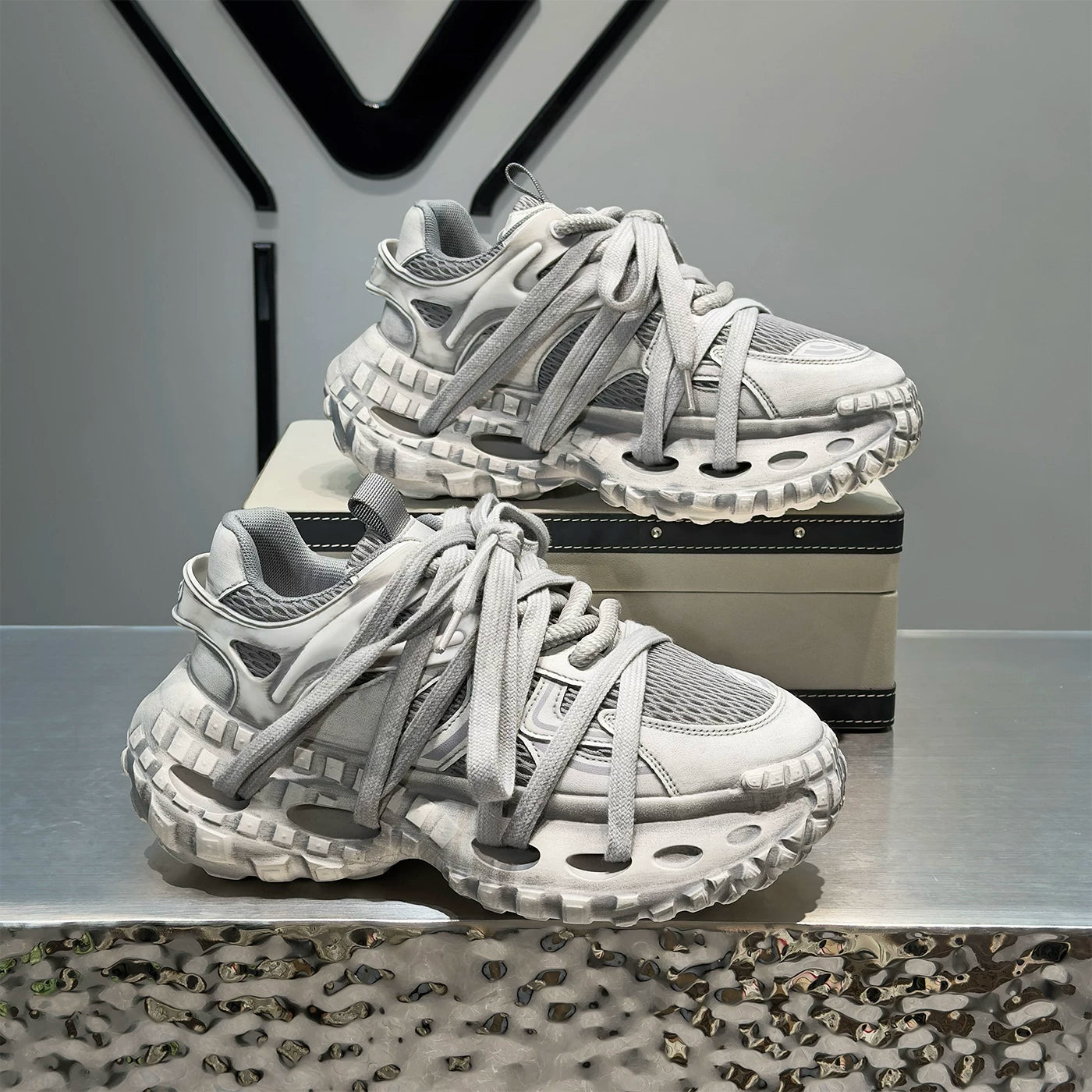 Men's Height-Increasing Platform Breathable Mesh Retro Chunky Dad Sneakers New