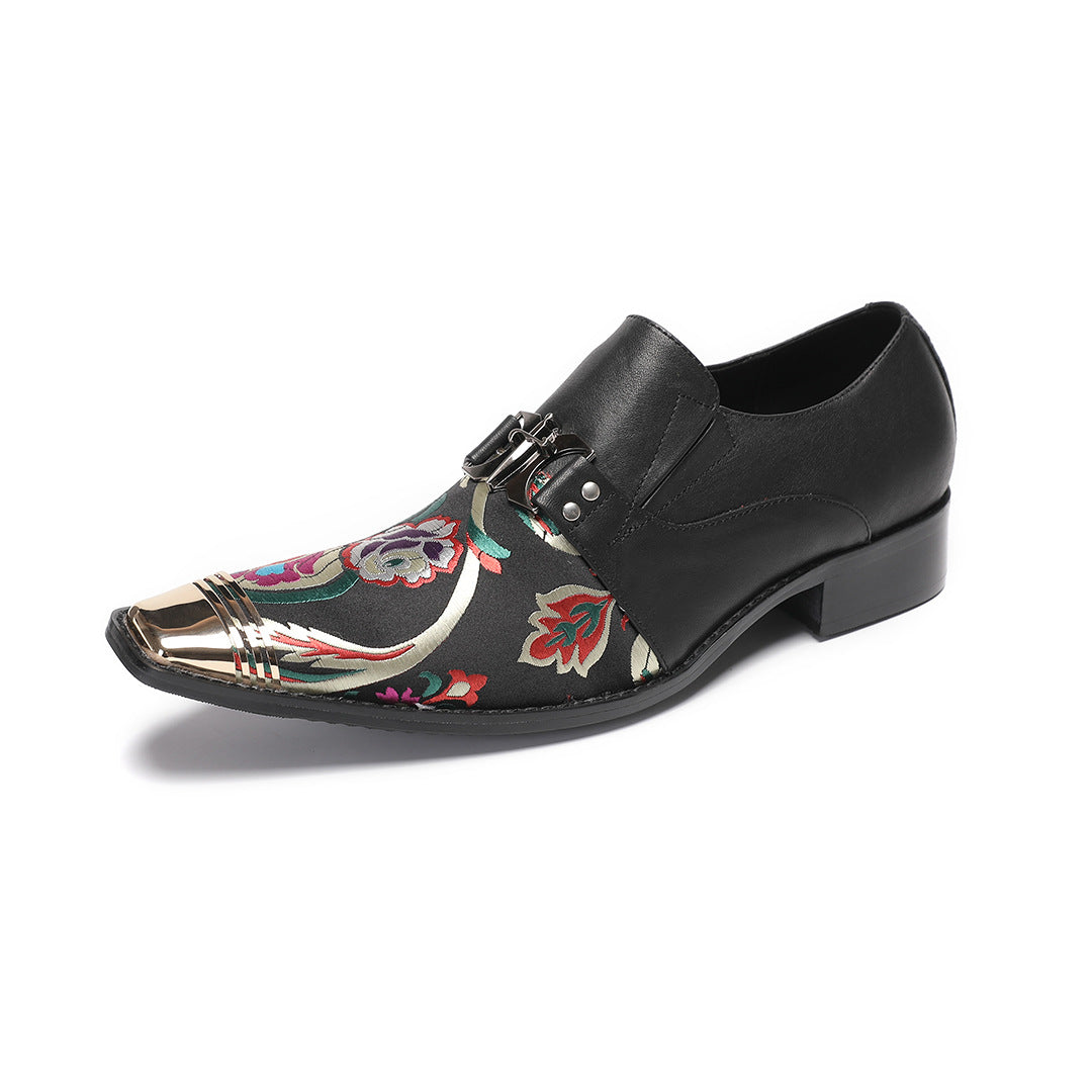 Men's personalized brand inner height-increasing leather shoes business dress printing wedding cowhide large size Oxford shoes men