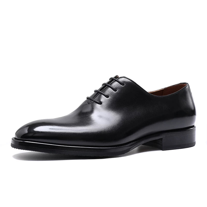 Men's Genuine Leather Oxford Shoes, Handmade, Round Toe