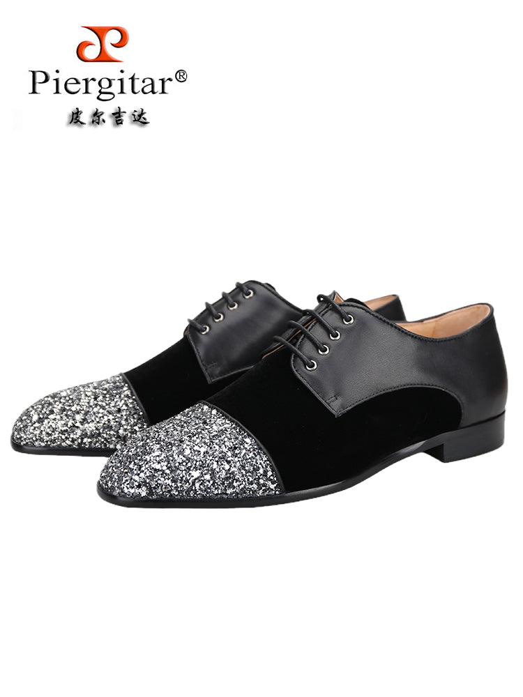 Pilgida exports European and American mixed fabric lace-up casual leather shoes for men, trendy designer red-soled formal shoes