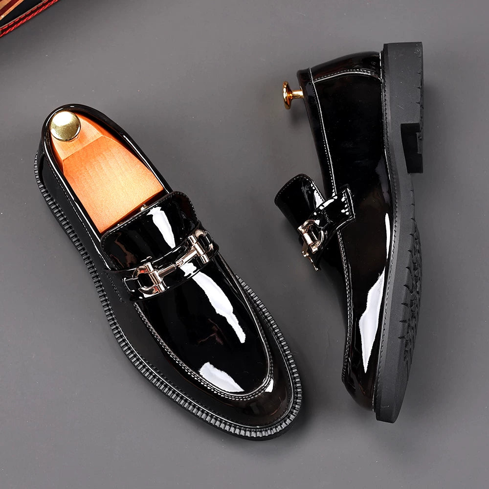 Men's Patent Leather Loafers, Height Increasing, Slip-On