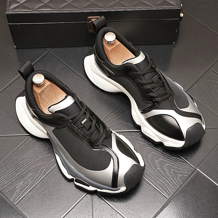Men's Platform Height-Increasing Breathable Mesh British-Style Athletic Sneakers Casual