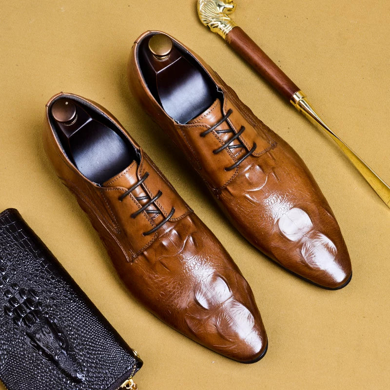 Men's Genuine Leather Leather Shoes, Pointed Toe, British Style