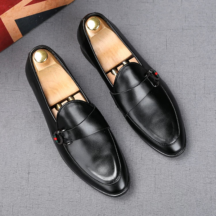 Men's White Loafers, Height Increasing, Pointed Toe