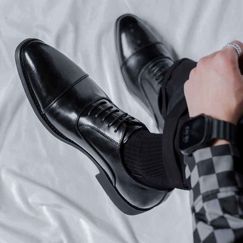 Three-joint men's leather shoes business casual formal men's shoes british suit shoes men's groom we