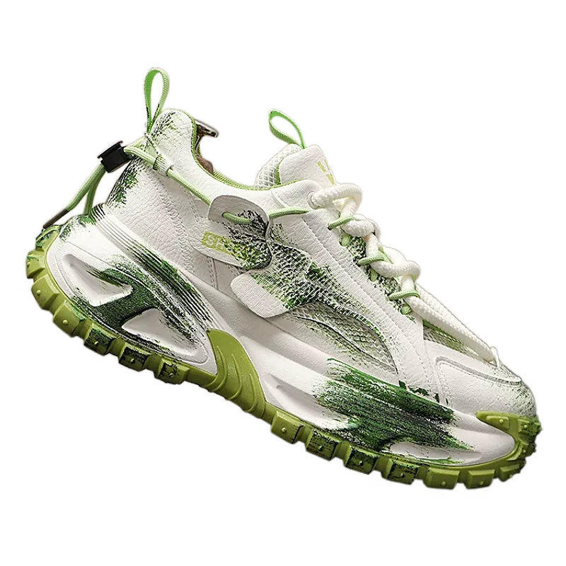 Men's 2026 New Platform Mesh Low-Top Graffiti Athletic Dad Shoes