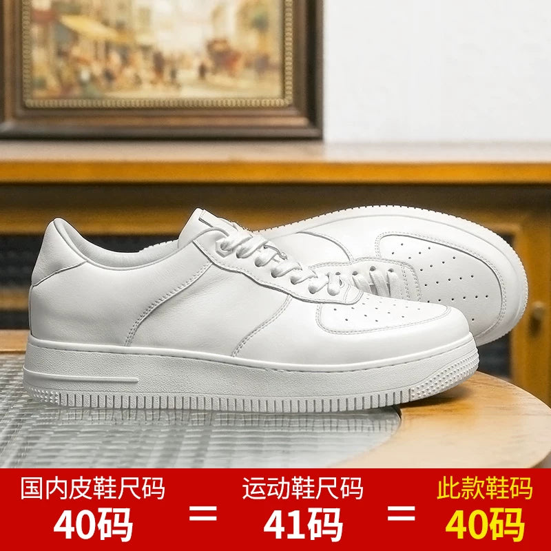 Men's Genuine Leather Skate Shoes, Height Increasing, Thick Sole