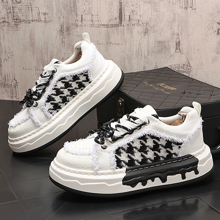Men's 2026 New Height-Increasing Platform Breathable Lace-Up Low-Top Skate Shoes