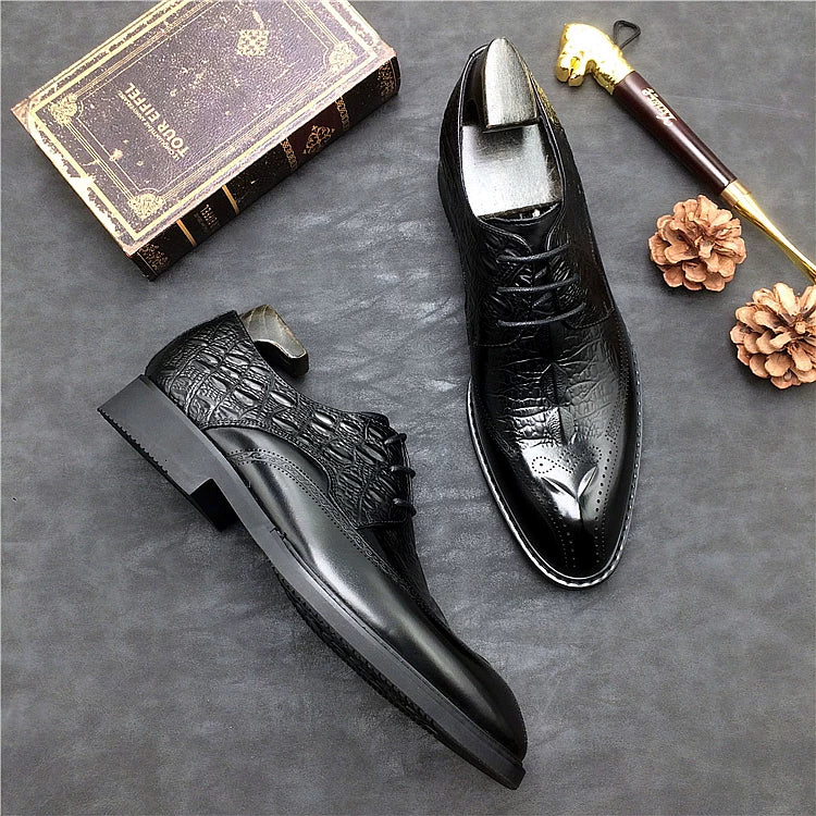Men's Genuine Leather Oxford Shoes, Breathable, Pointed Toe