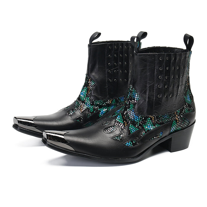 2025 Spring New Chelsea Boots Men's Pointed Cow Leather British Korean Style Men's Boots Retro Martin Boots Men's Short Boots