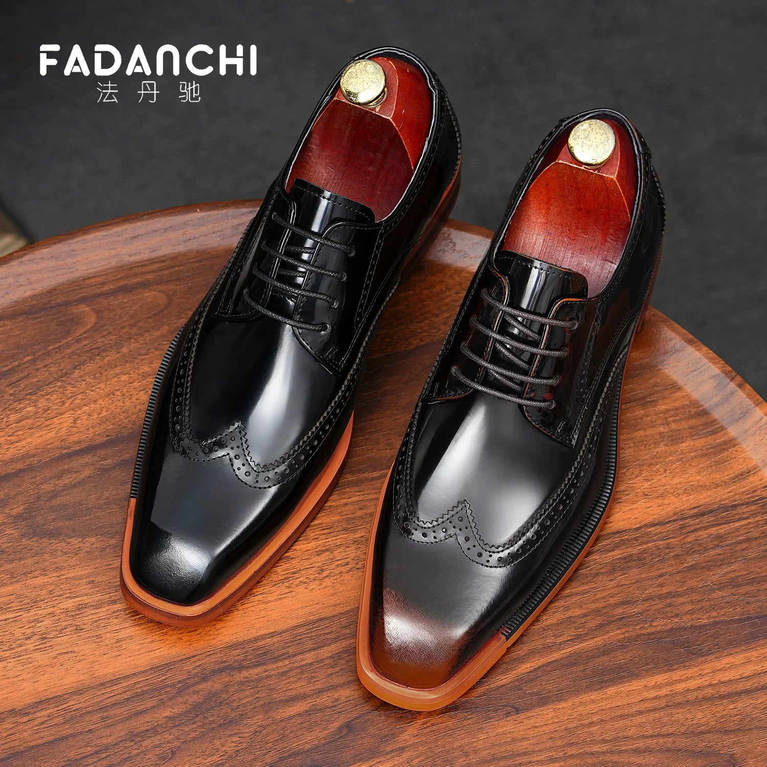 Men's Genuine Leather Derby Shoes, Glossy, Business