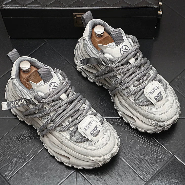 Men's 2026 New Height-Increasing Platform Breathable Lace-Up Retro Dad Shoes