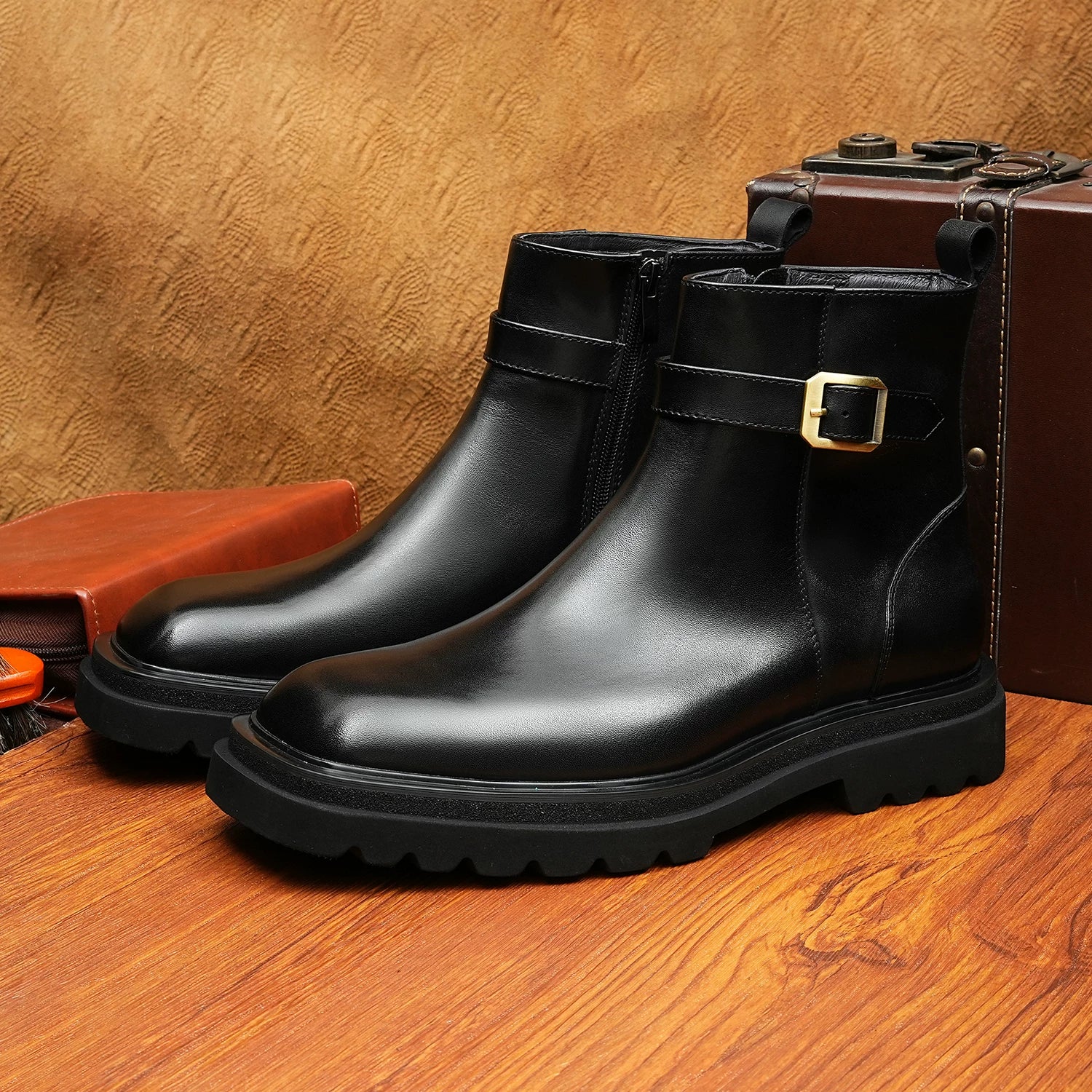 Men's Genuine Leather Martin Boots, Square Toe