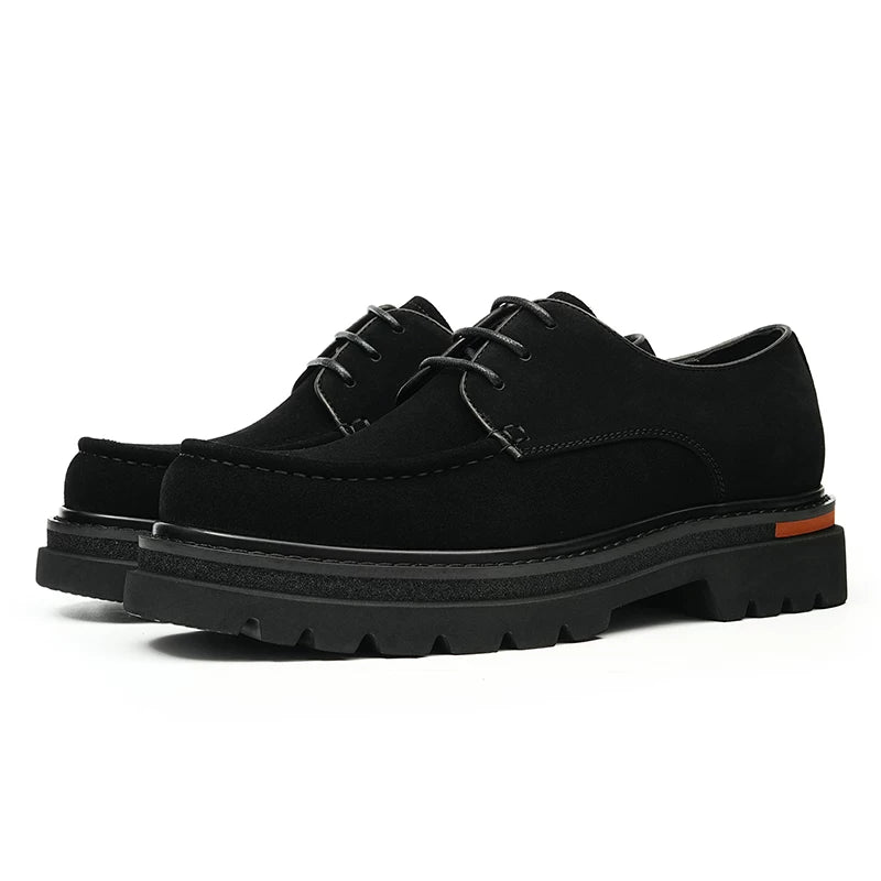 Men's Genuine Leather Derby Shoes, Height Increasing, Thick Sole