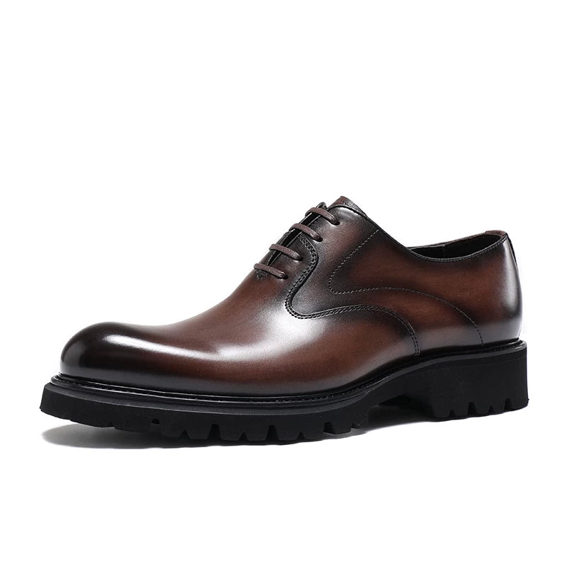 Men's Genuine Leather Oxford Shoes, Height Increasing, Pointed Toe
