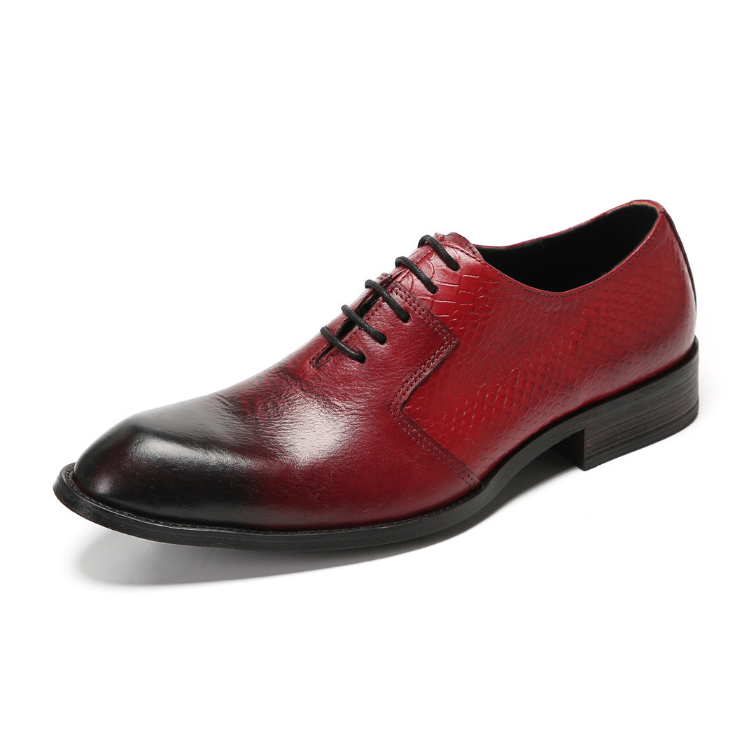 British style men's business dress leather shoes cowhide square head Oxford shoes handmade wedding groom shoes three joint men's shoes