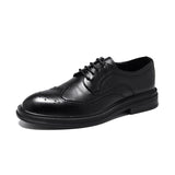 2023 men's black business formal leather shoes, men's thick-soled casual british style groom wedding