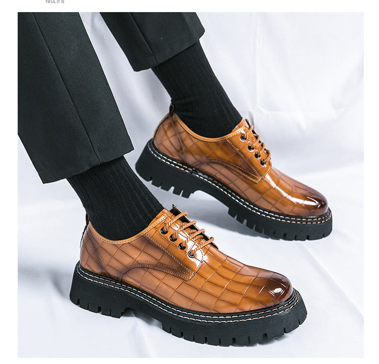 2026 spring/autumn cross-border plus size men's low-cut leather shoes, new men's thick-soled height-