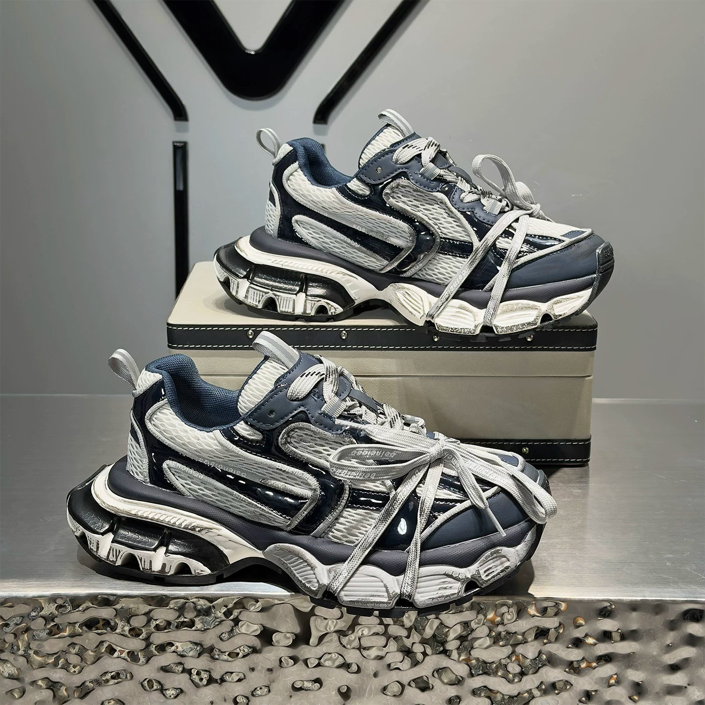 Men's Height-Increasing Platform Mesh Retro Chunky Dad Sneakers Summer New
